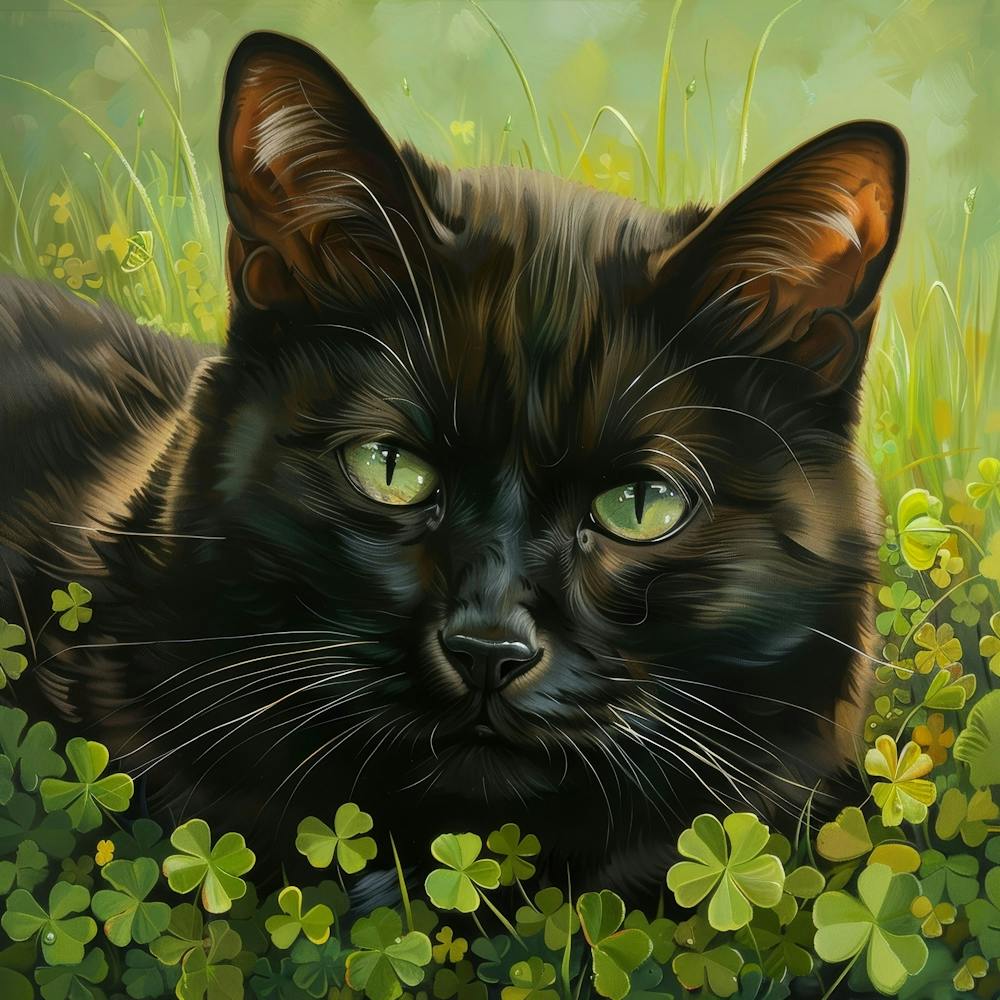 Black Cat With Shamrocks