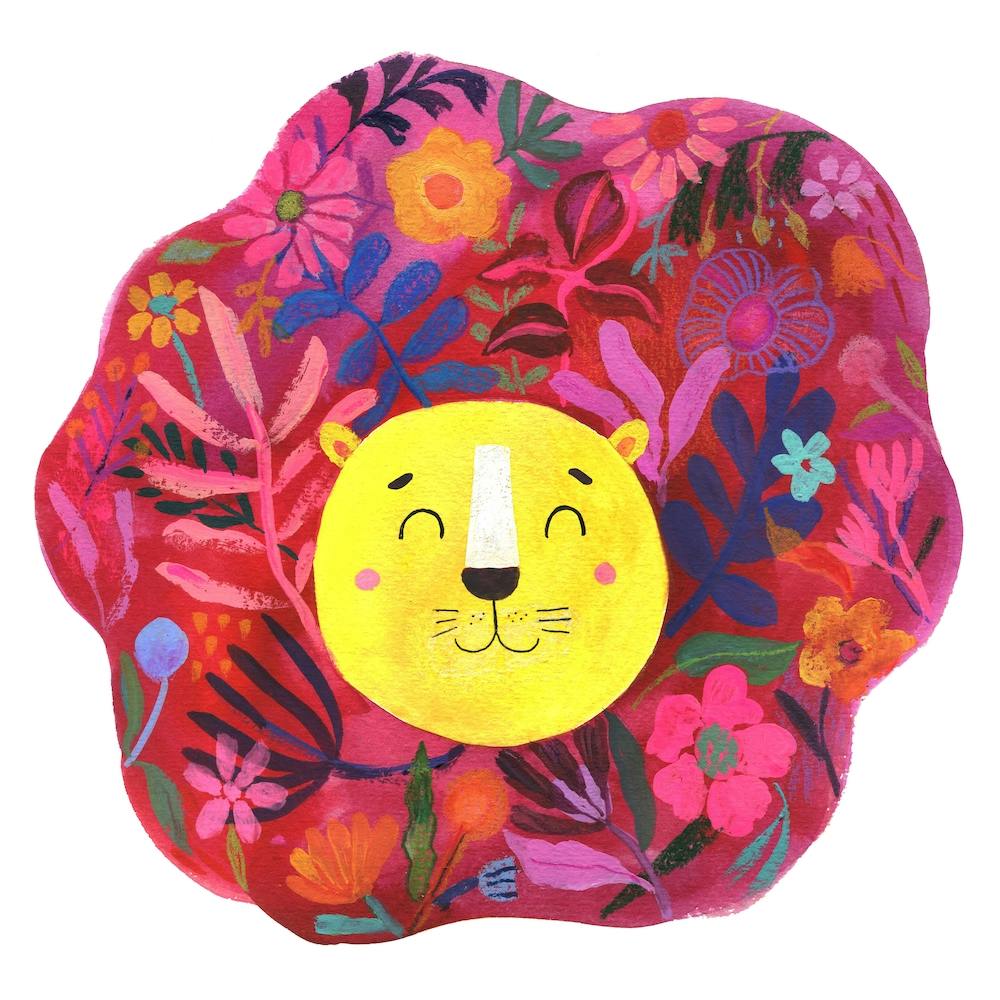 Roar Little Lion White Square