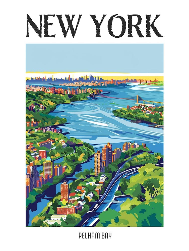 Pelham Bay New York Colourful Silkscreen Illustration 4 Poster