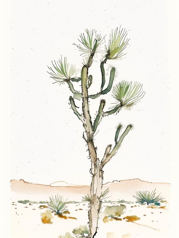Joshua Tree Dans le Désert - Aquarelle Minimaliste (3)