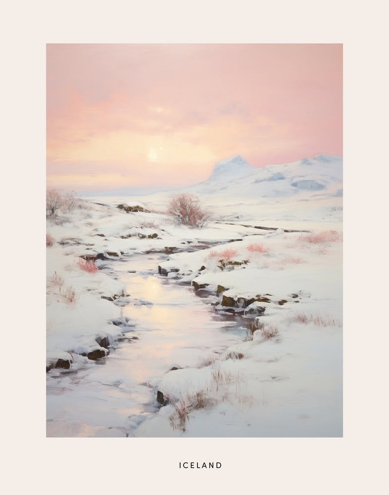 Dreamy Winter Painting Poster Iceland 1