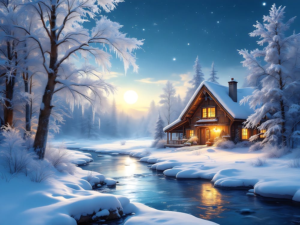 Winterhütte im Schnee