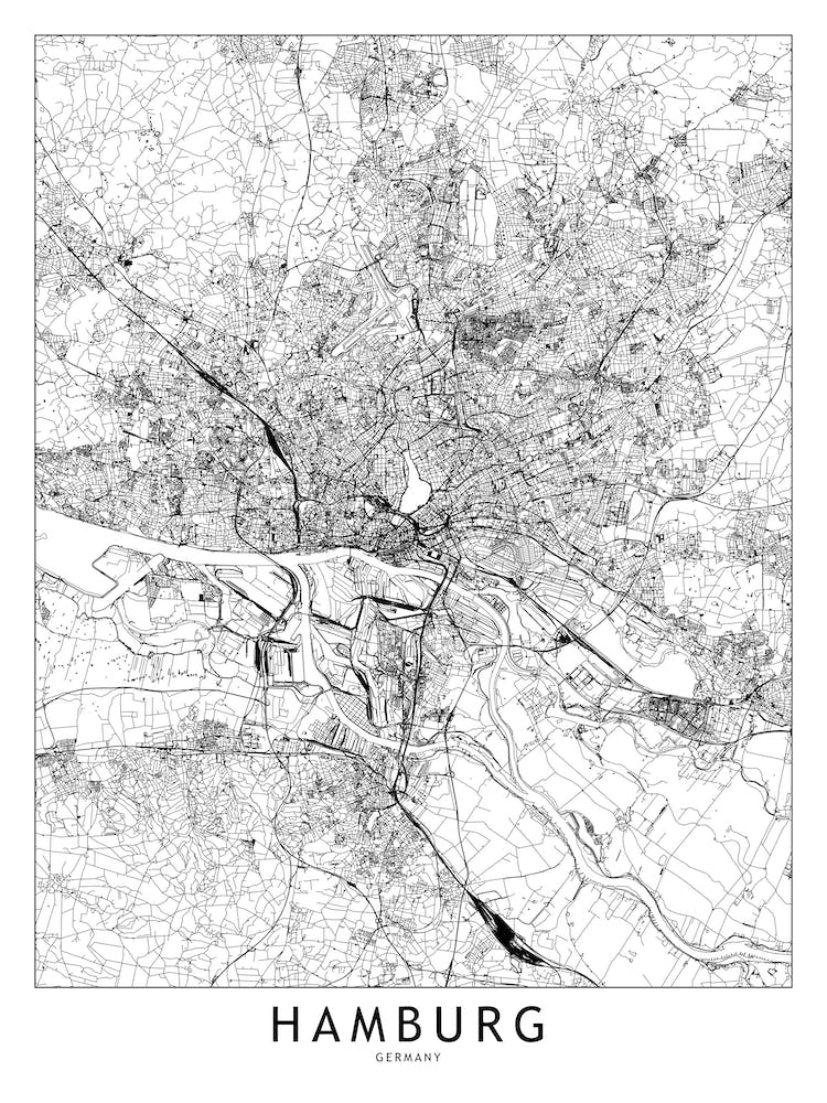 Hamburg White Map