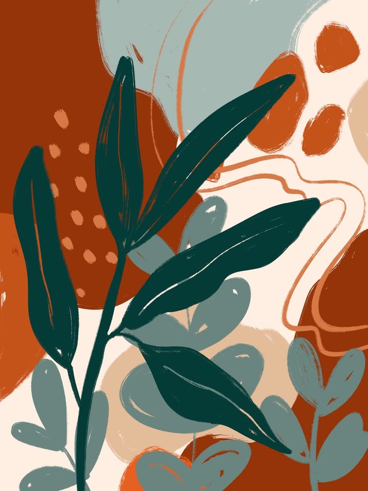 Abstract Modern Leaf Green