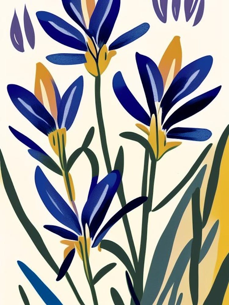 Prairie Gentian Wildflower Modern Muted Colours 2