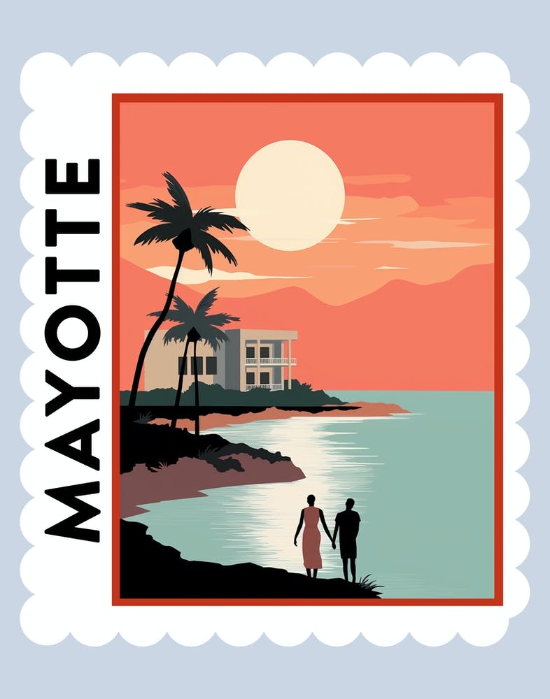 Mayotte Travel Stamp Poster