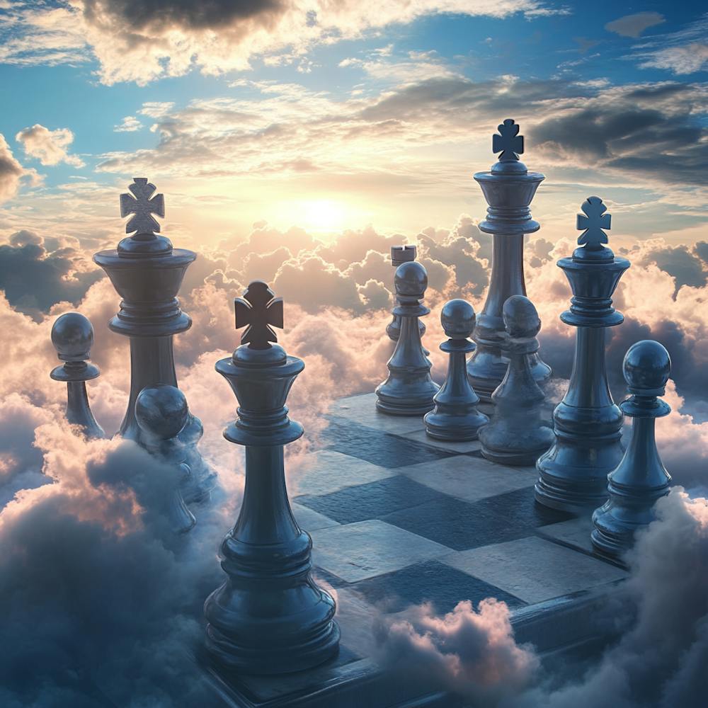 Schachfiguren In Den Wolken