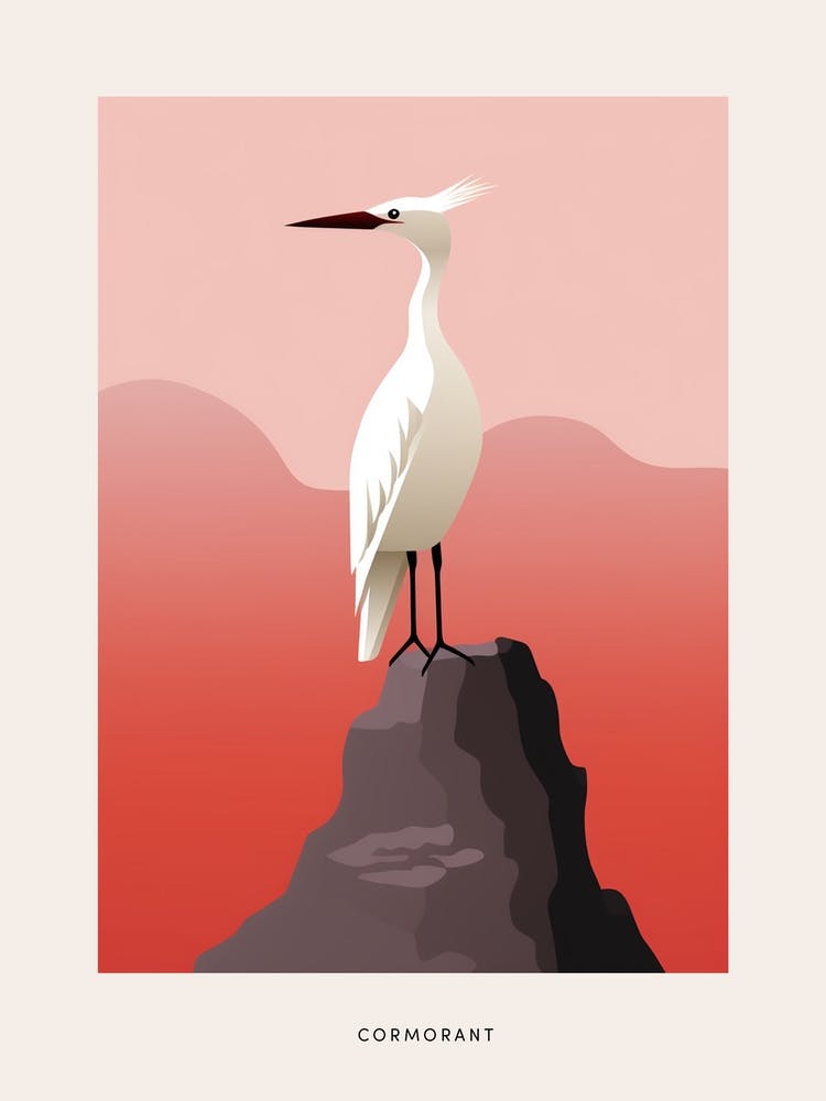 Minimalist Cormorant 4 Bird Poster