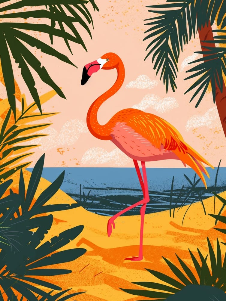 Greater Flamingo Camargue Provence France Tropical Illustration 3