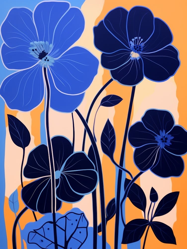 Blue Flower Illustration Nasturtium 3