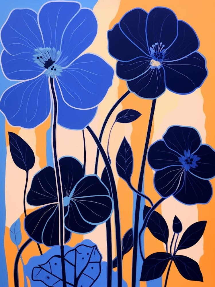 Blue Flower Illustration Nasturtium 3
