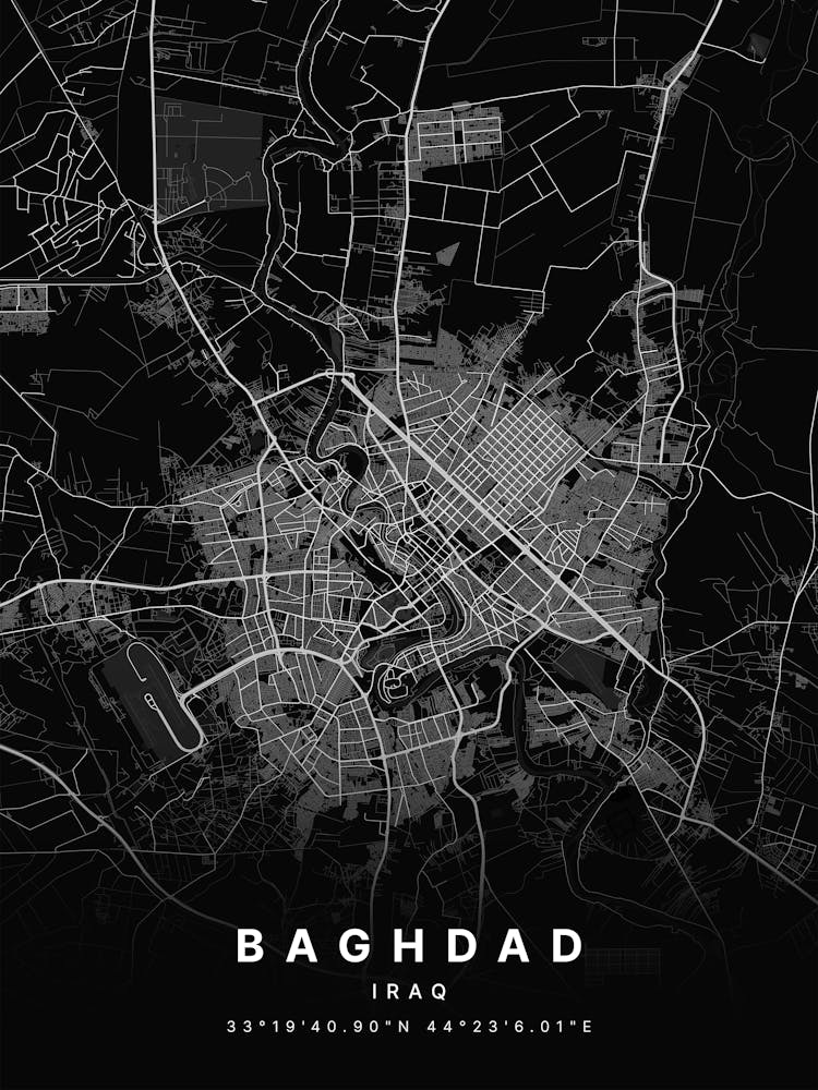 Baghdad Iraq Black Map 1