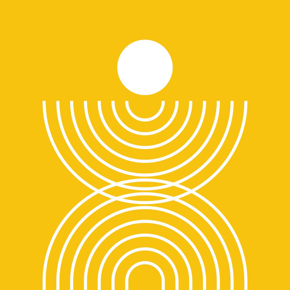 Midcentury Modern Rainbow Arch Sun Abstract A3 In Summer Mustard Yellow 02