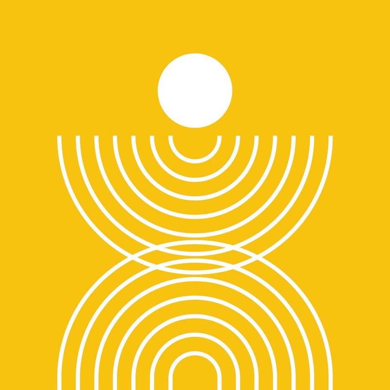 Midcentury Modern Rainbow Arch Sun Abstract A3 In Summer Mustard Yellow 02