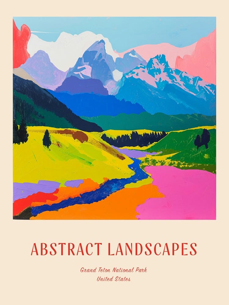 Colourful Abstract Grand Teton National Park Usa 1 Poster