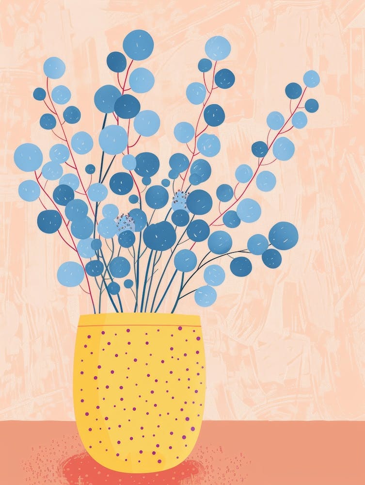 Fleurs Bleues dans un Vase 16