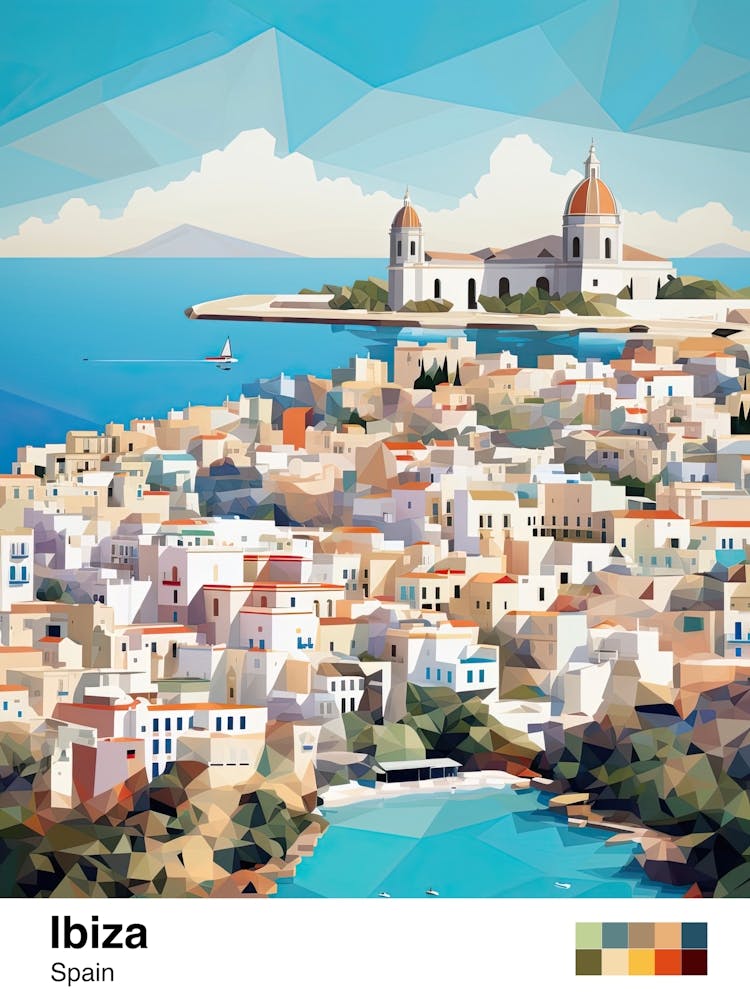 Ibiza, Spain, Geometric Illustration 4 Poster