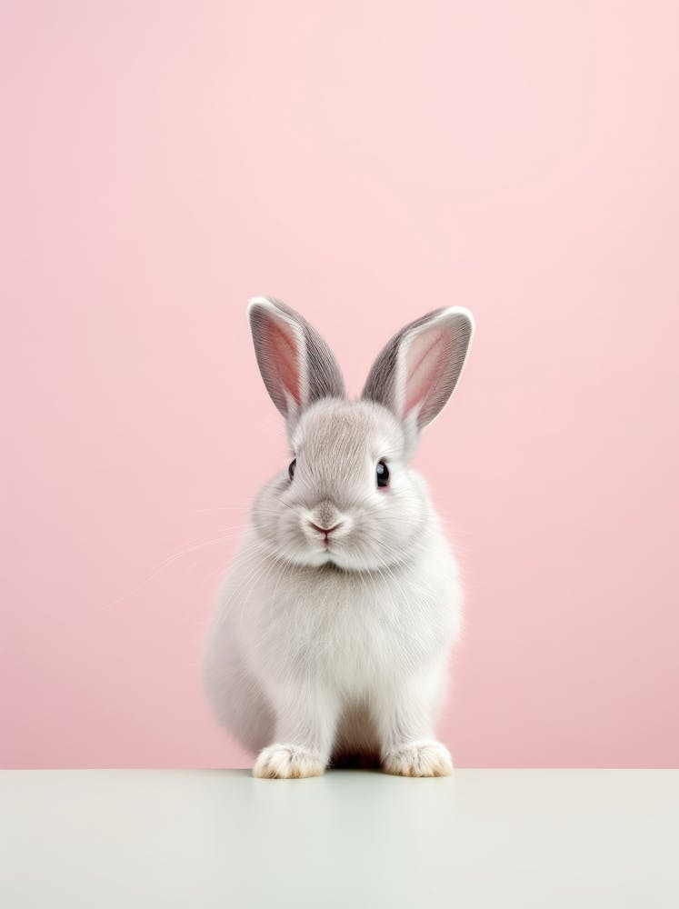 Cute Rabbit On A Pink Background