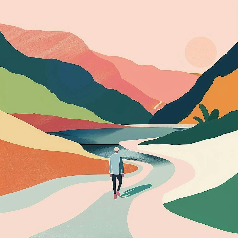 Man Walking Down A Road 1
