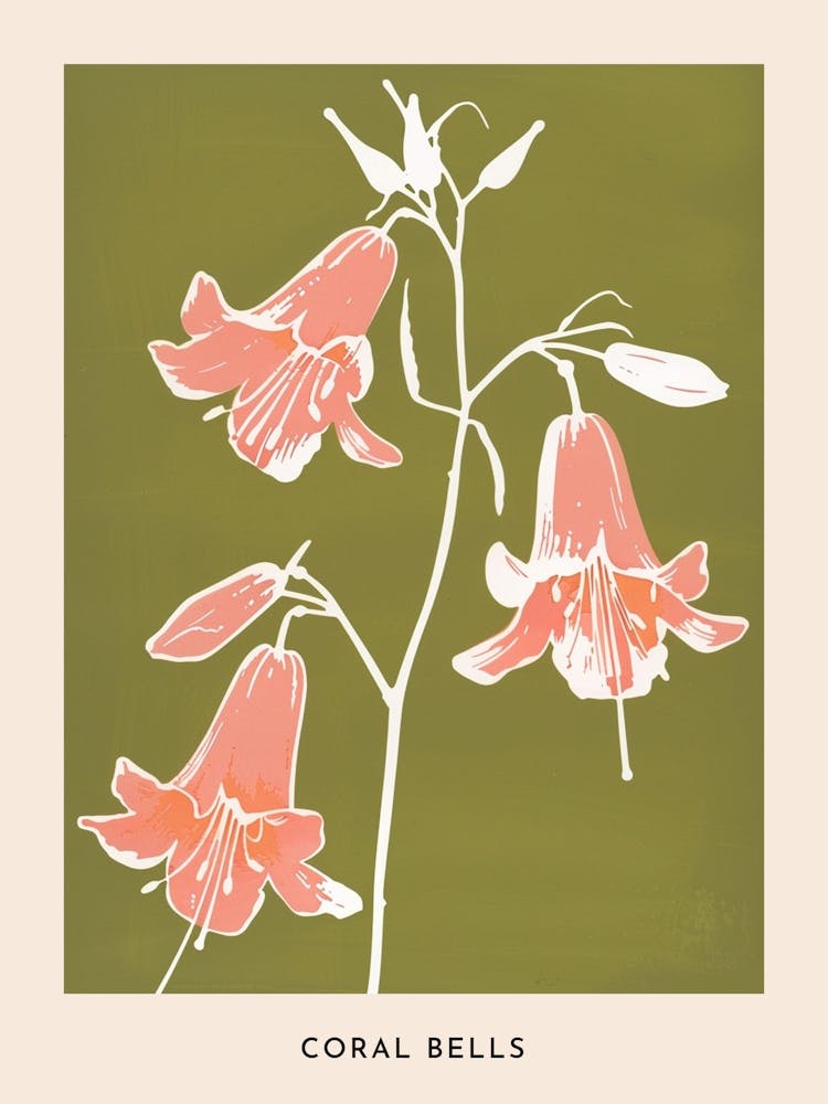 Rosa & Grüne Purpurglöckchen Blumen Poster