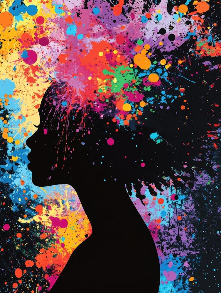 Silhouette Of A Woman With Paint Splashes