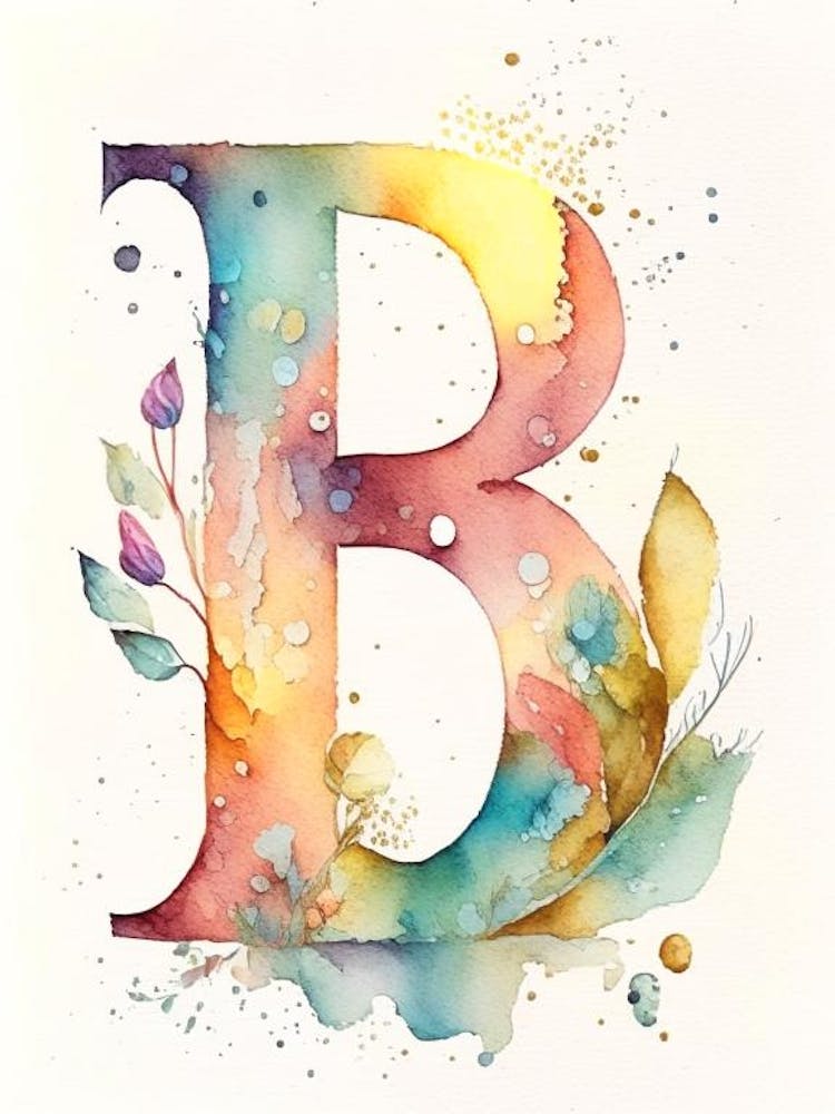 B, Letter, Alphabet Storybook Watercolour 4