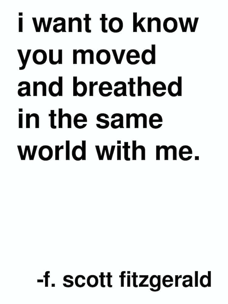 I Want To Know Fitzgerald Quote In White