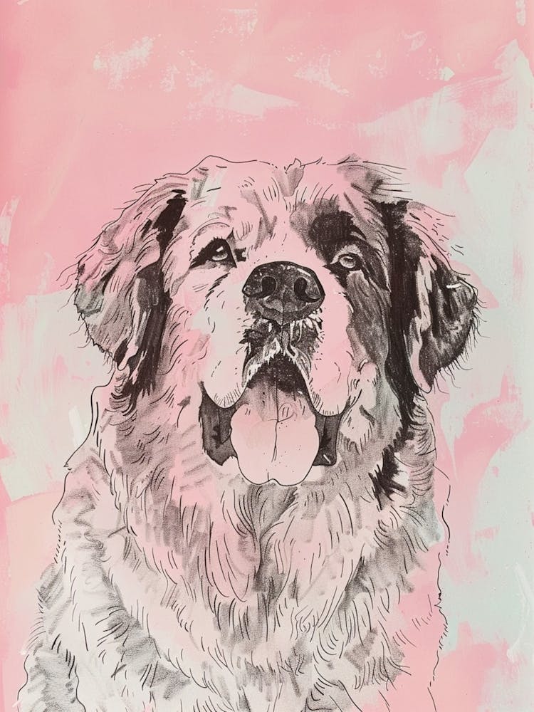 Pastel Tibetan Mastiff Dog Pastel Line Illustration  4