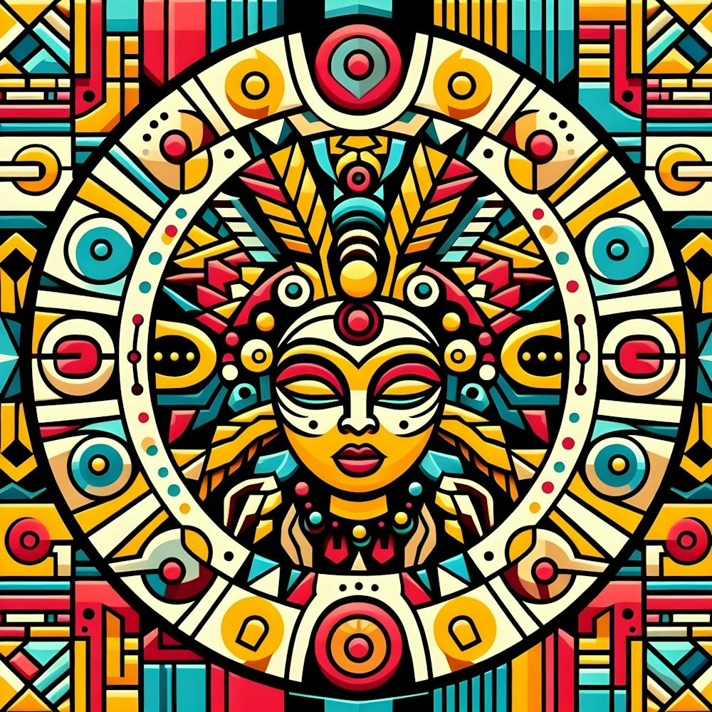 Aztec Art Vibrant African Motifs Painting
