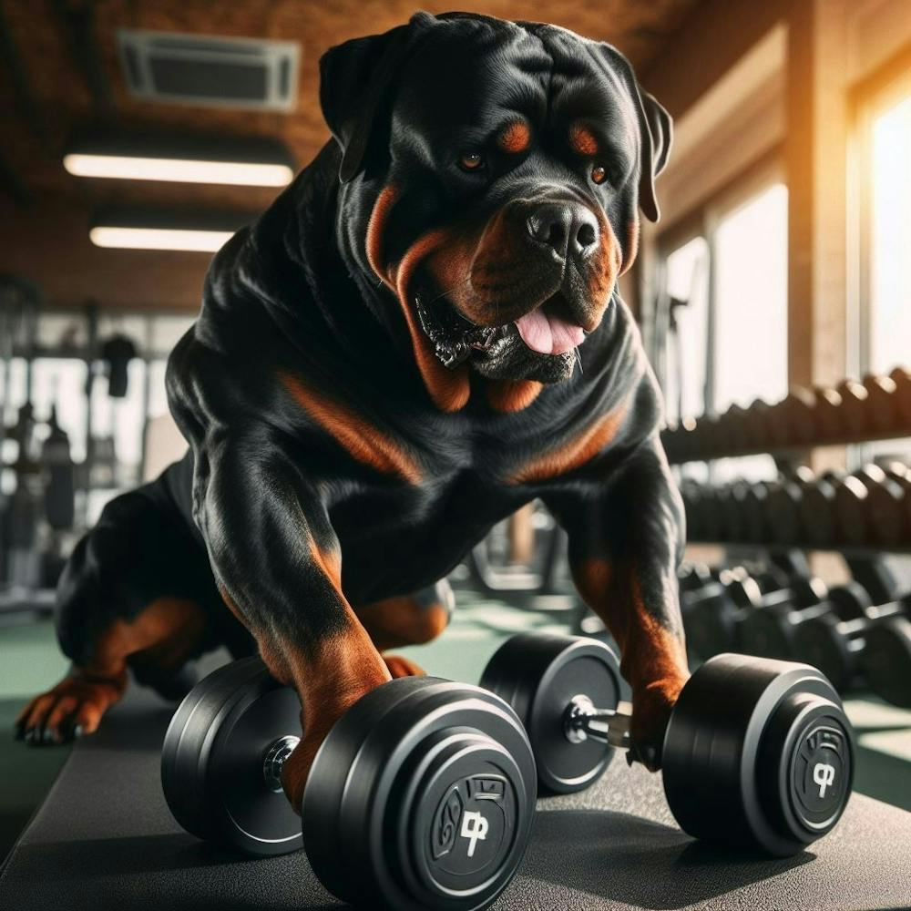 Rottweiler Dog In The Gym