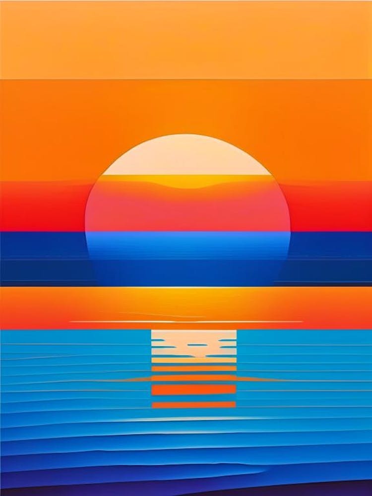 Sunset Over Ocean Waterscape Modern 1