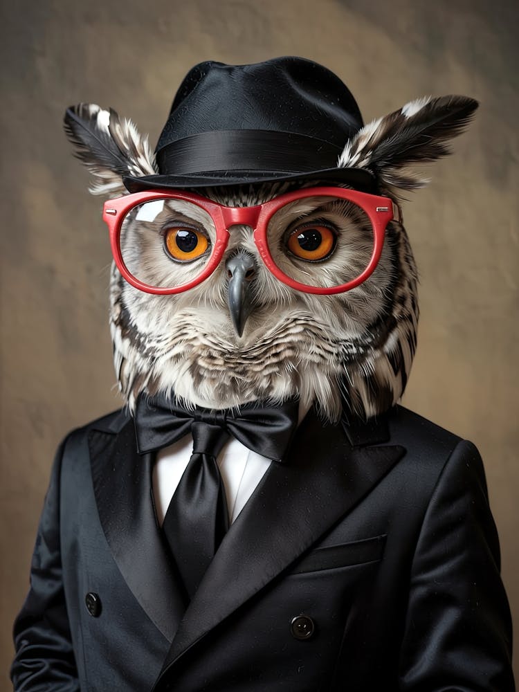 Owl in Black Suit