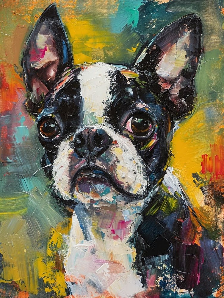 Boston Terrier Acrylic Painting 5