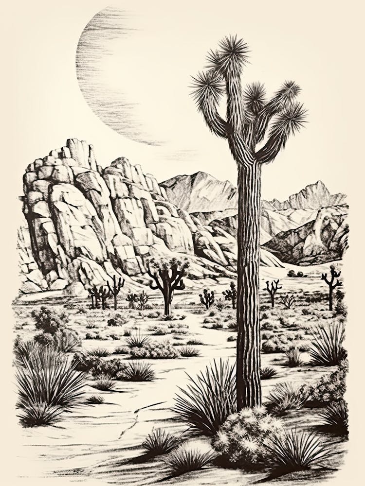 Joshua Tree National Park Retro Illustration 3