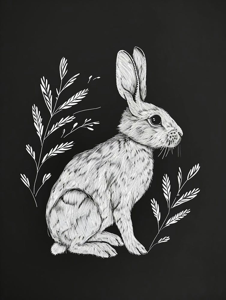 Polish Rex Rabbit Minimalist Illustration 3