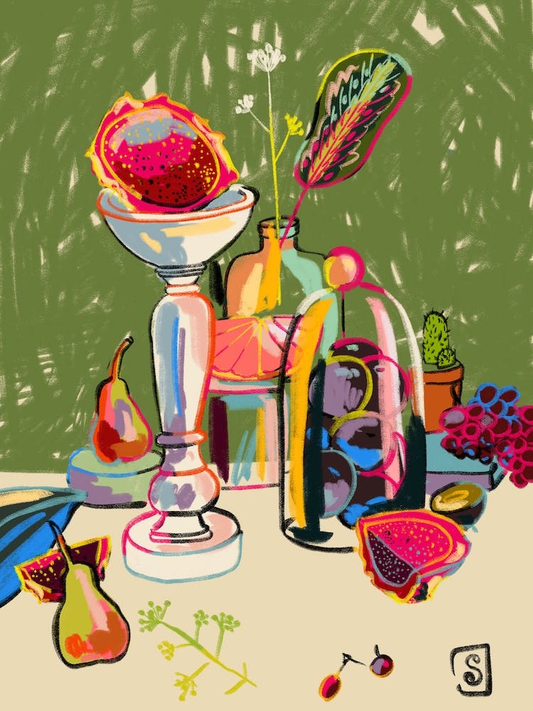 Still Life With Dragon And Fruit