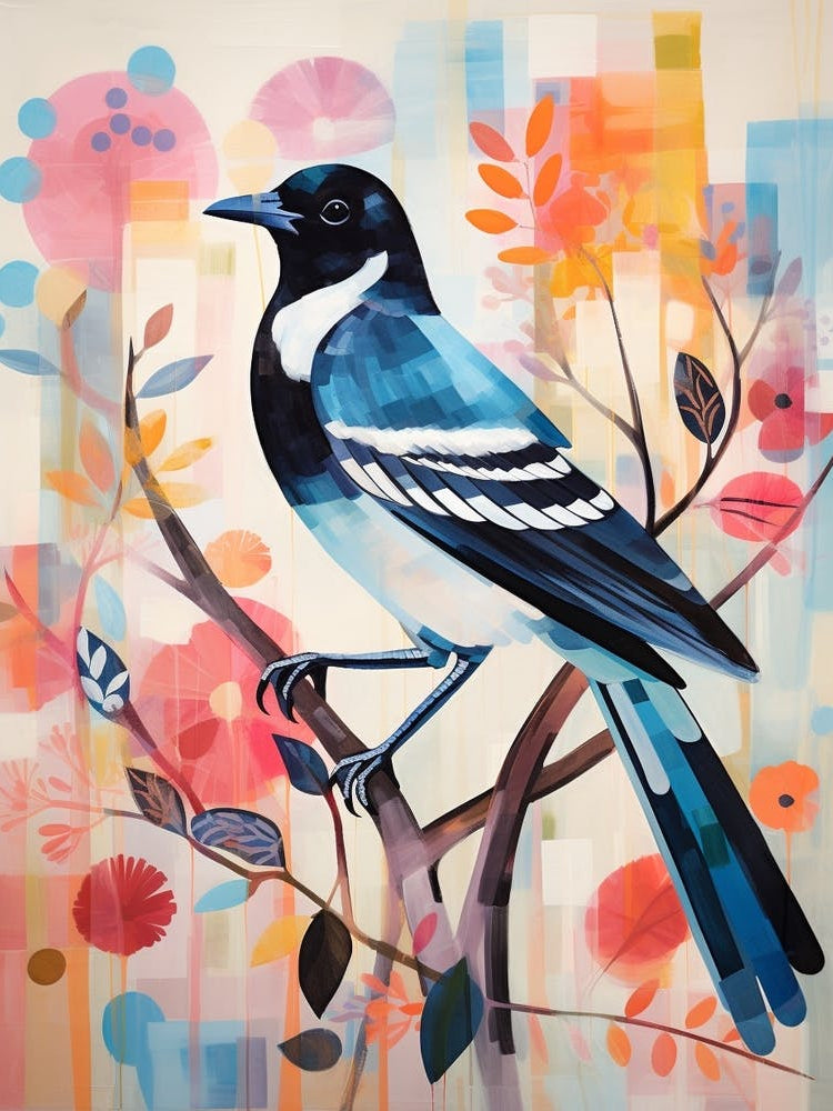 Bird Painting Collage Magpie 6