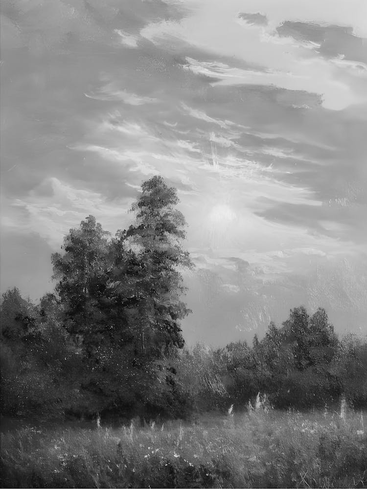 Black And White Landscape Painting 2