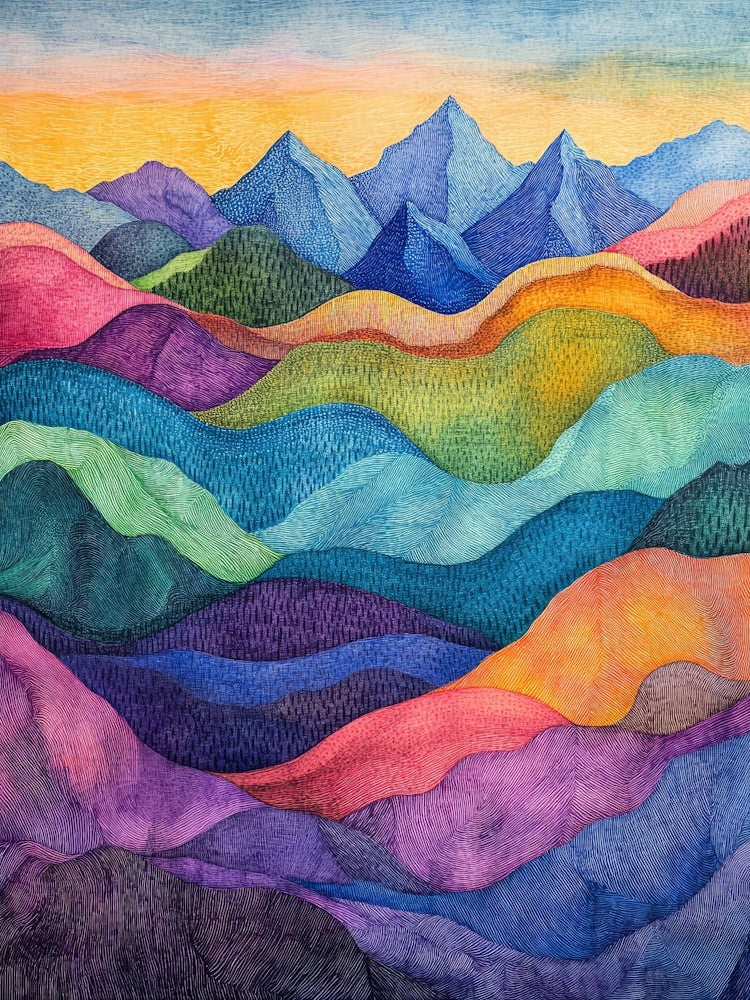 Colourful Mountain Illustration Poster 12