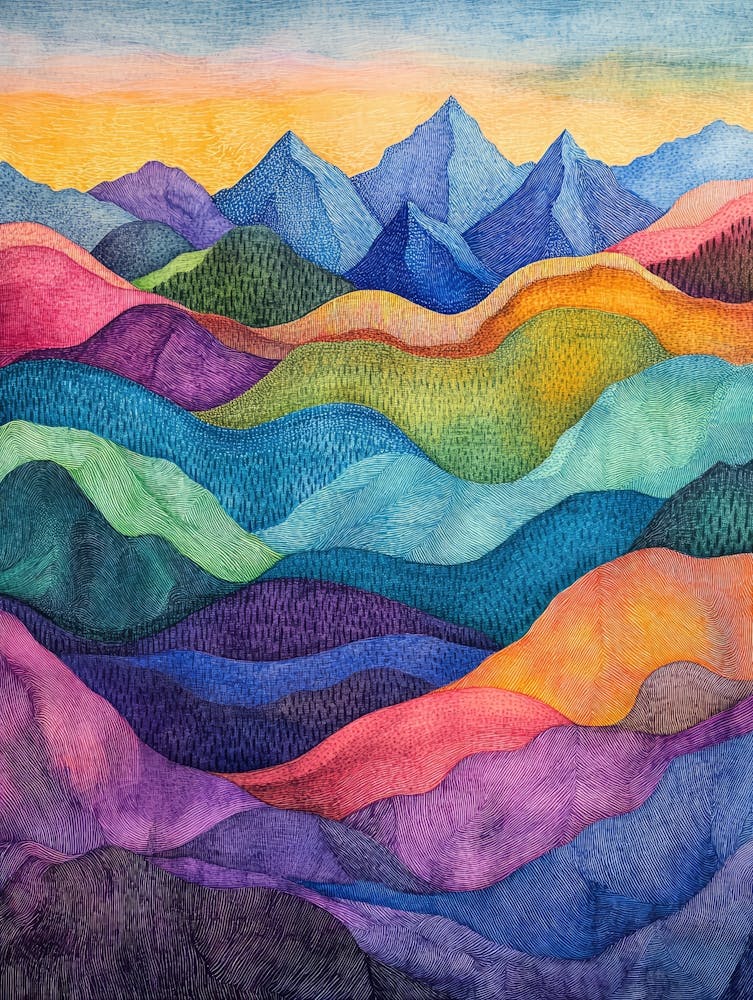 Colourful Mountain Illustration Poster 12