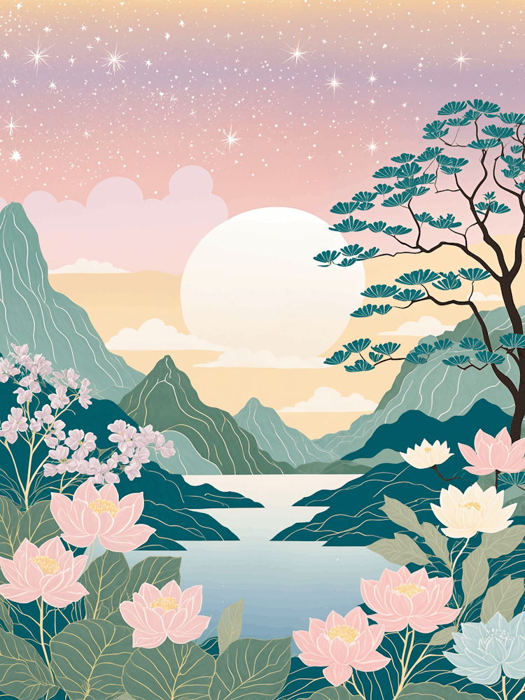 Oriental Landscape In Pastel
