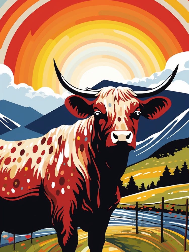 Highland Cow Cartoon Pop Art 1