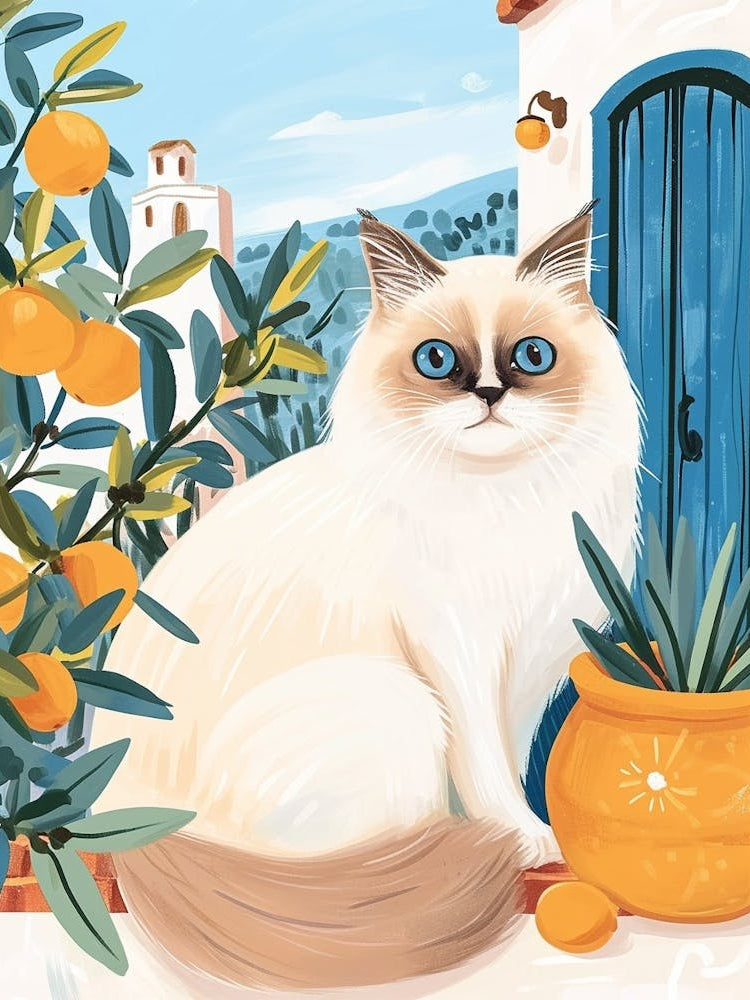 Birman Cat Storybook Illustration 1