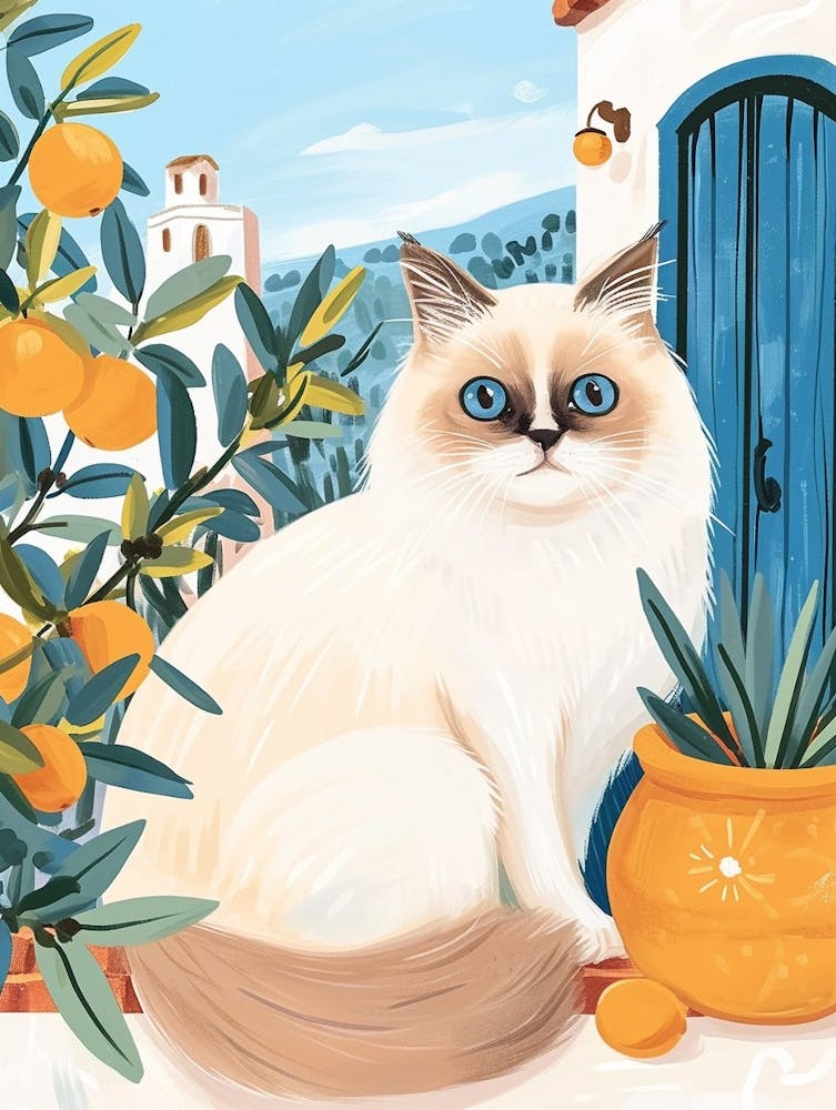 Birman Cat Storybook Illustration 1