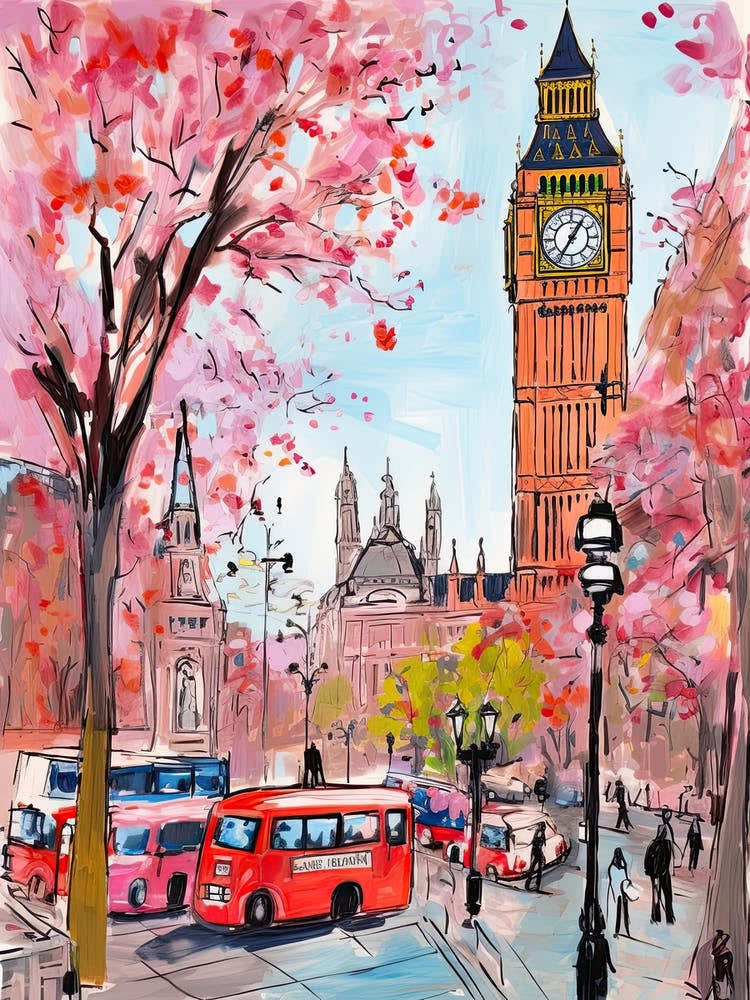 London, Dreamy Storybook Illustration 1
