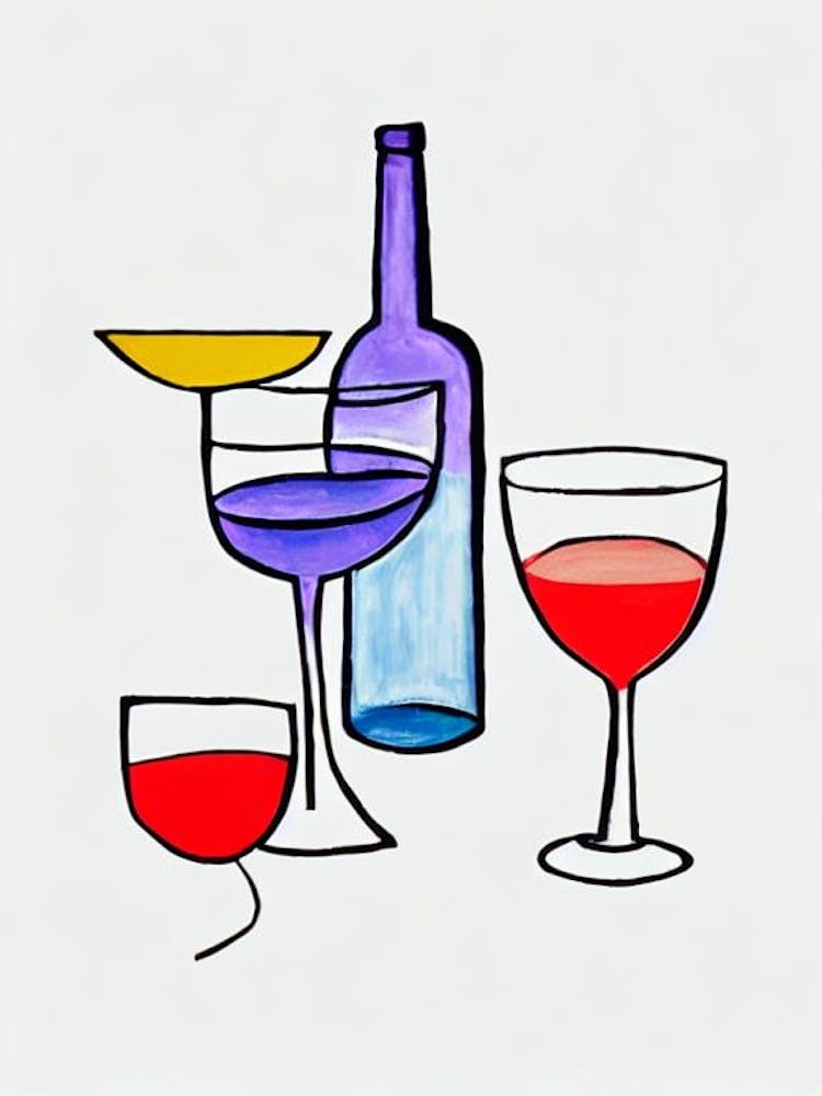 Cosmopolitan Picasso Line Drawing Cocktail Poster