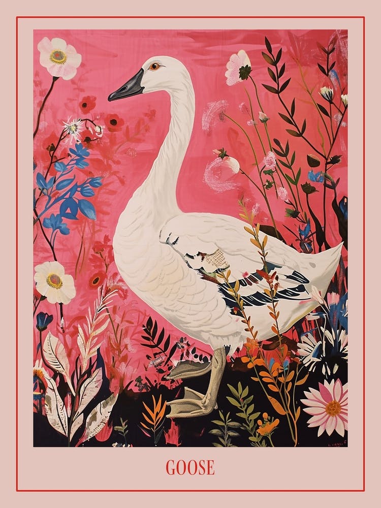 Floral Animal Painting Goose 1 Poster