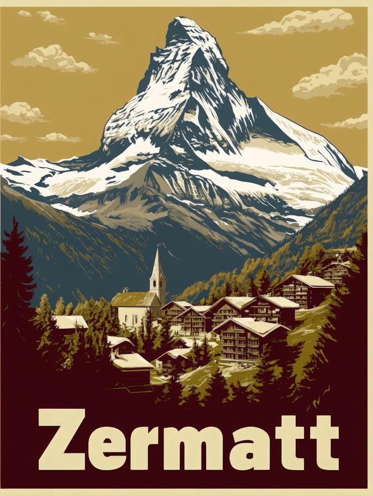 Aihrgdesign A Vintage Travel Poster Of Zermatt Featuring The