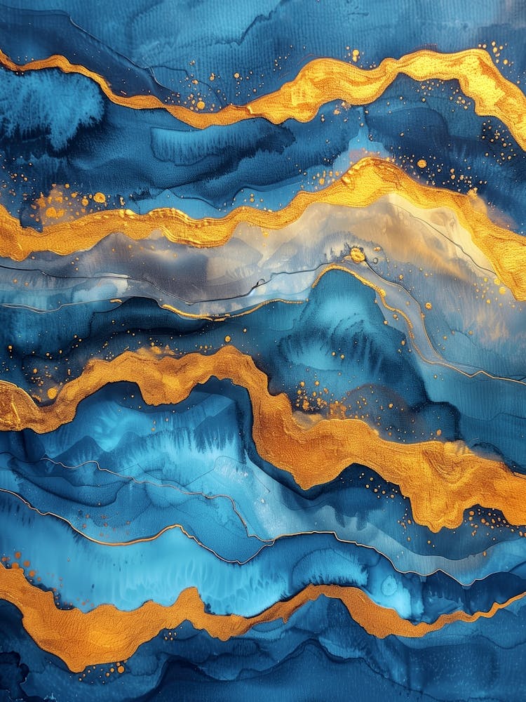 Blue and yellow abstraction painting