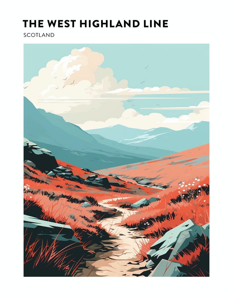 The West Highland Line Scotland 5 Hiking Trail Landscape Poster